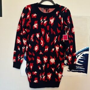 Juicy Couture Girls Regal Bubble Leopard Sweater Dress - Size 14 - Navy